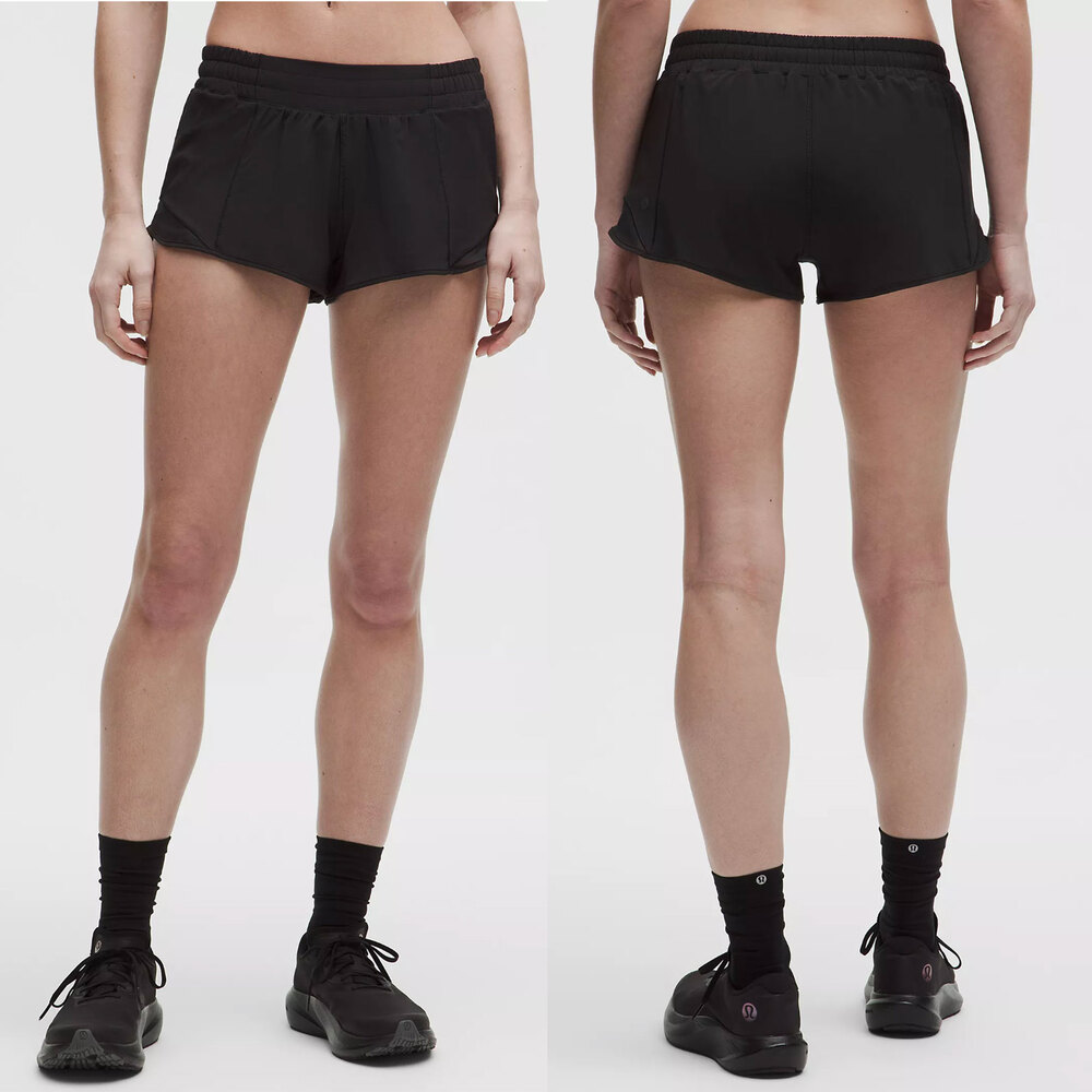 Lululemon Hotty Hot Short II Black Size 6 Low Rise 2.5" Lined Running Shorts